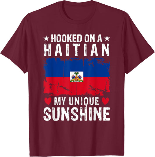 Haitian Boyfriend Girlfriend Wife Husband Haiti Flag T-Shirt - T-Shirt | Maroon