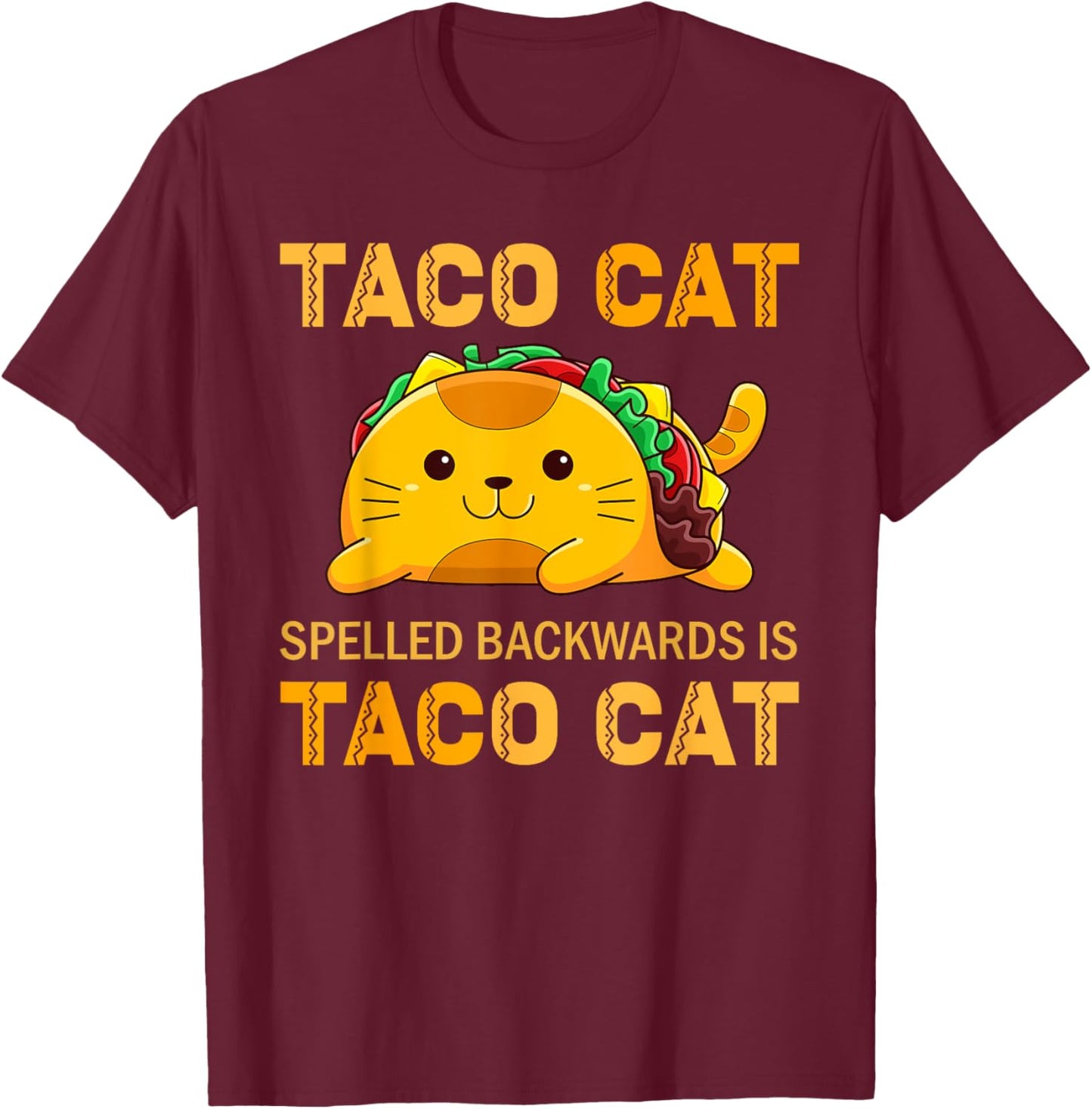 TacoCat for Kids Taco Cat Cinco de Mayo TacoCat Kids Cat T-Shirt - T-Shirt | Maroon