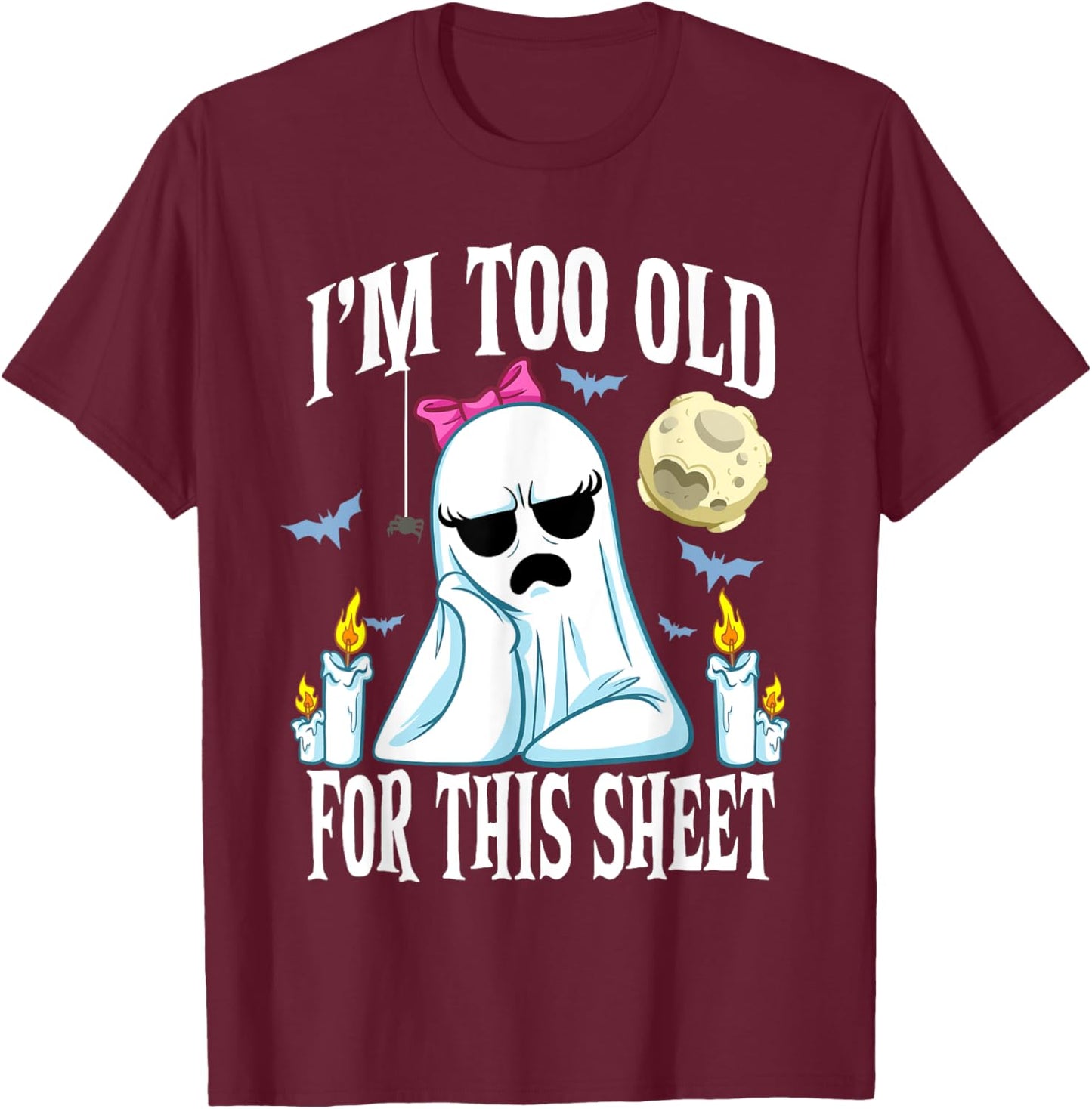 Funny Halloween Ghost Face Costume Adult T-Shirt - T-Shirt | Maroon