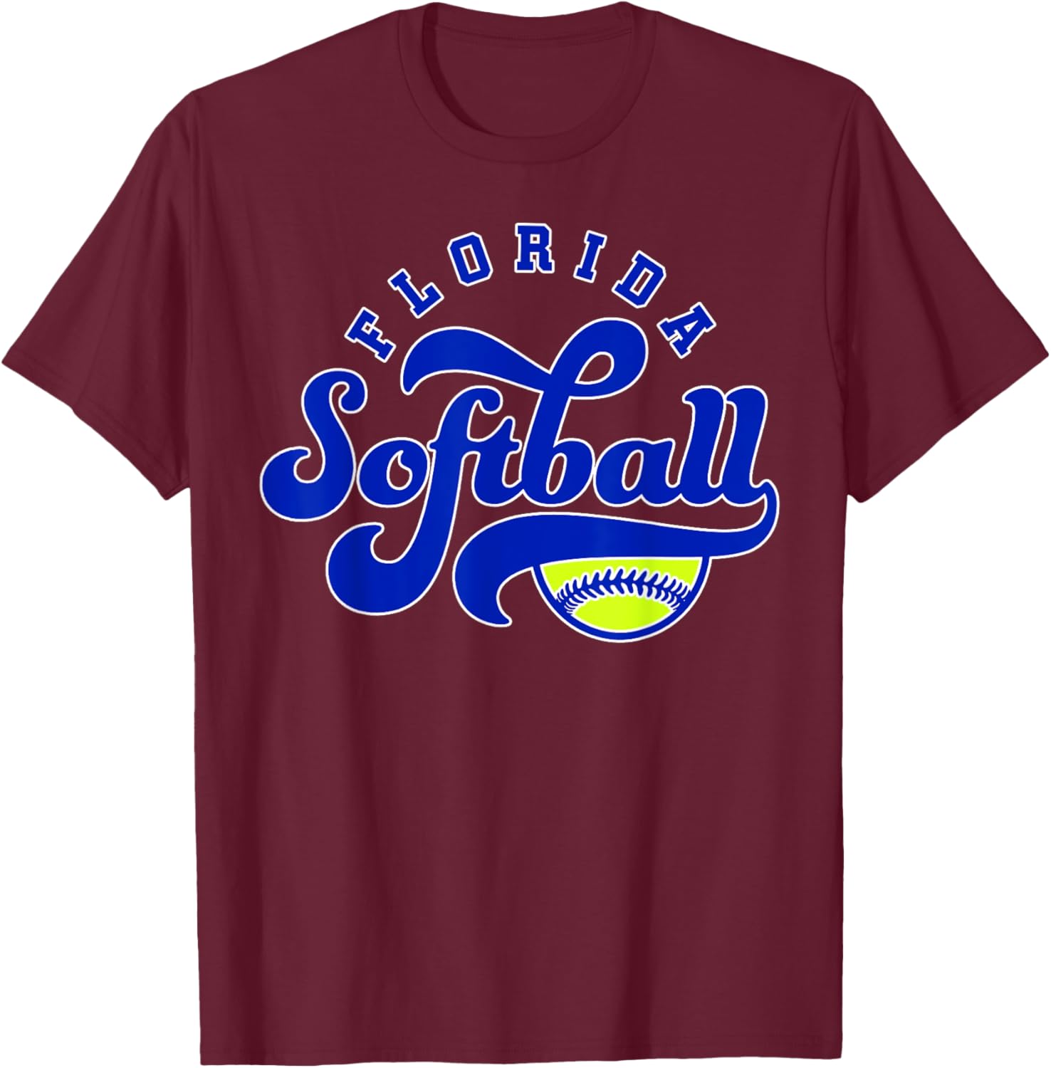 Florida Softball Vintage Kids Team Retro Softball Fan T-Shirt - T-Shirt | Maroon