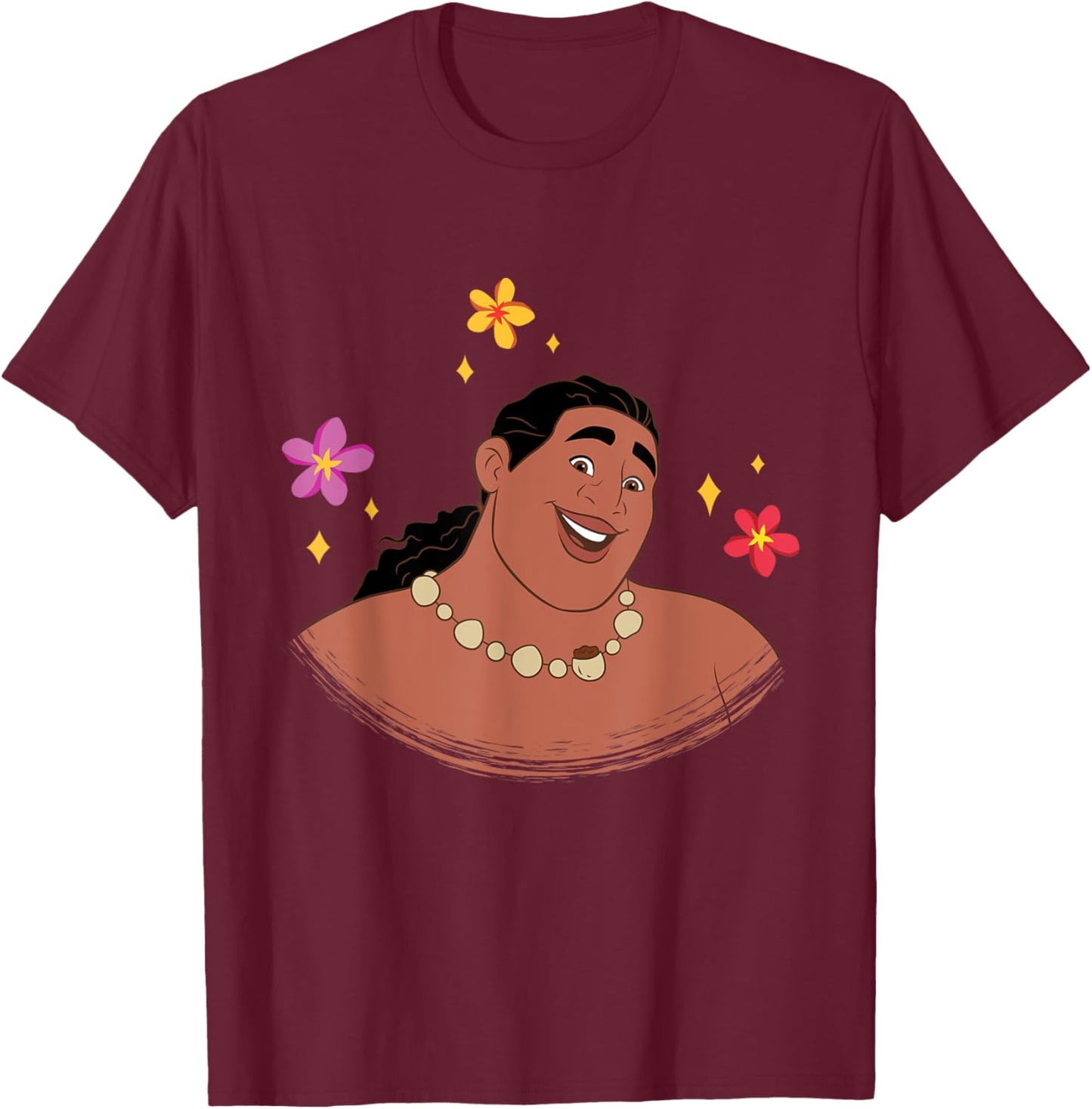 Disney Moana 2 Big Face Moni Tropical Flowers Costume T-Shirt - T-Shirt | Maroon