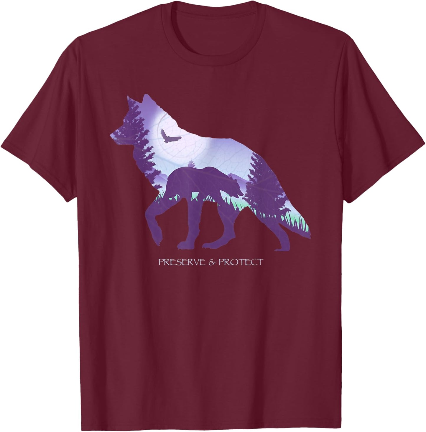 Preserve And Protect Vintage National Park Wolf Bear Eagle T-Shirt - T-Shirt | Maroon