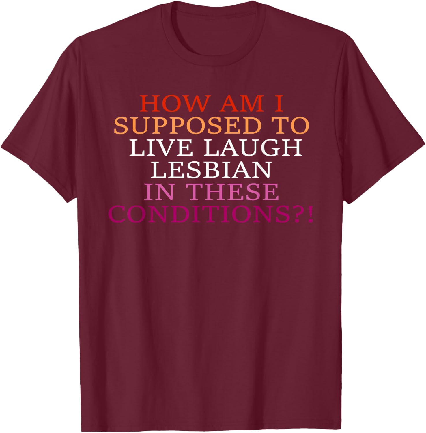 How Am I Supposed To Live Laugh Lesbian In These Conditions? T-Shirt - T-Shirt | Maroon