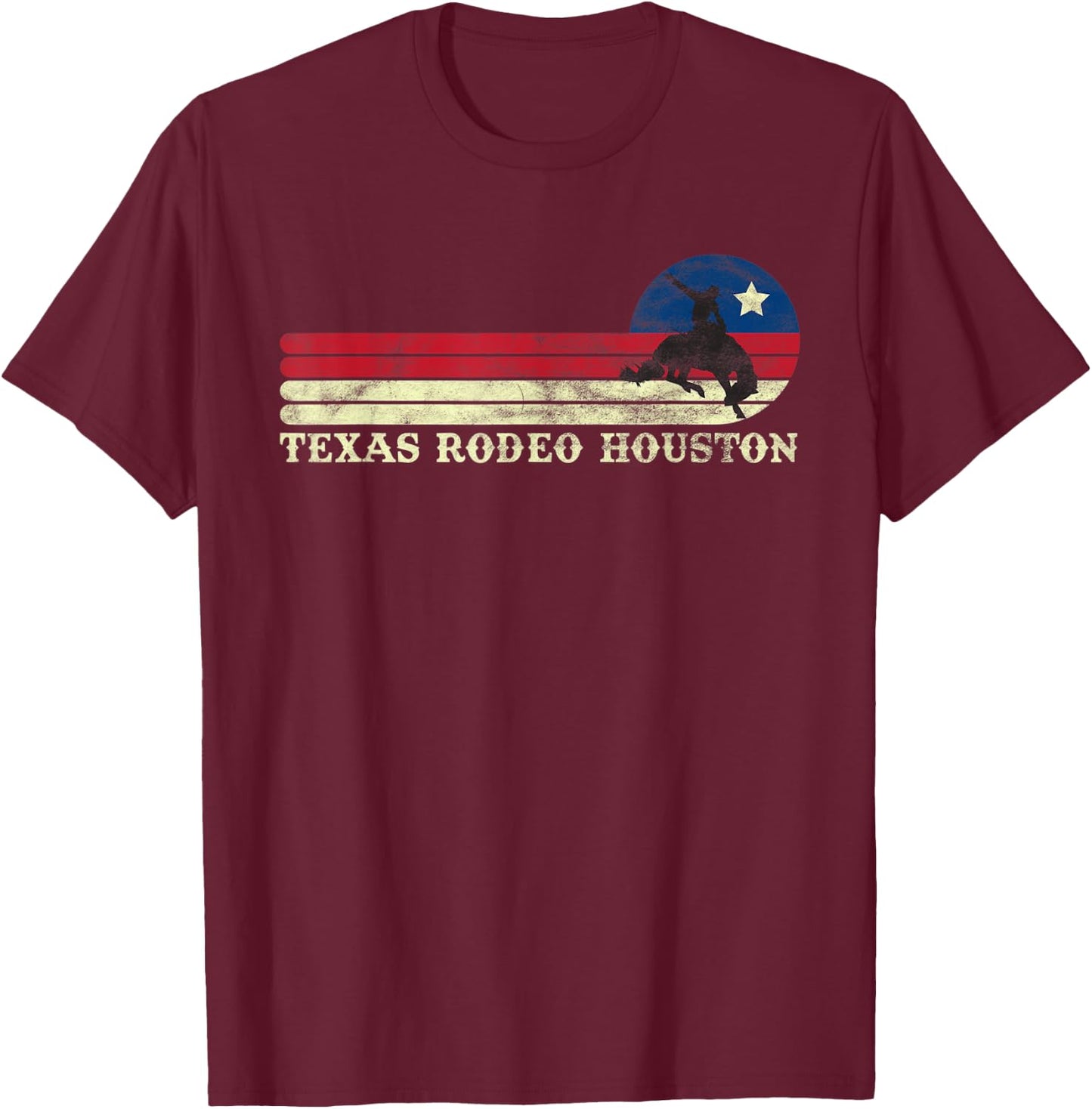 Houston Texas Rodeo Western Vintage Cowboy T-Shirt - T-Shirt | Maroon