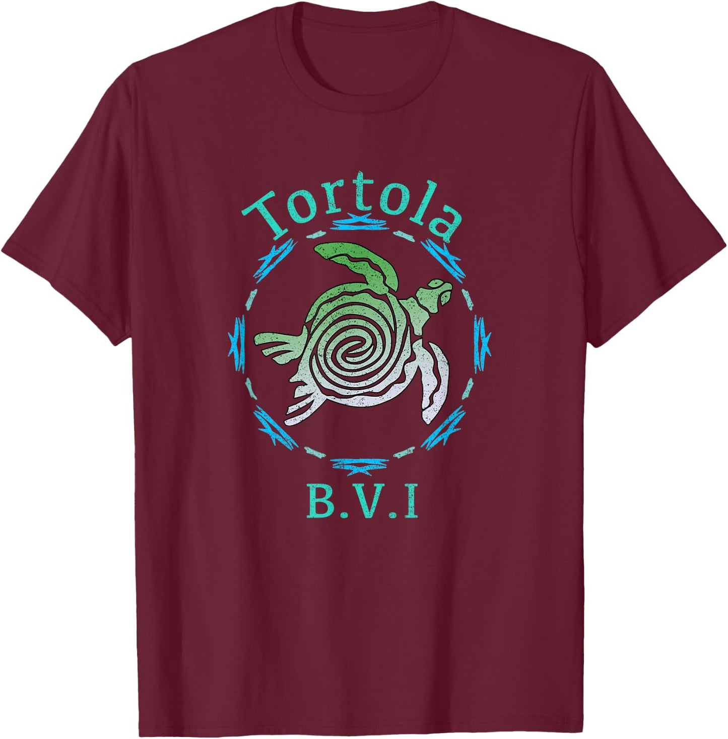Tortola Vintage Tribal Turtle Gift T-Shirt - T-Shirt | Maroon