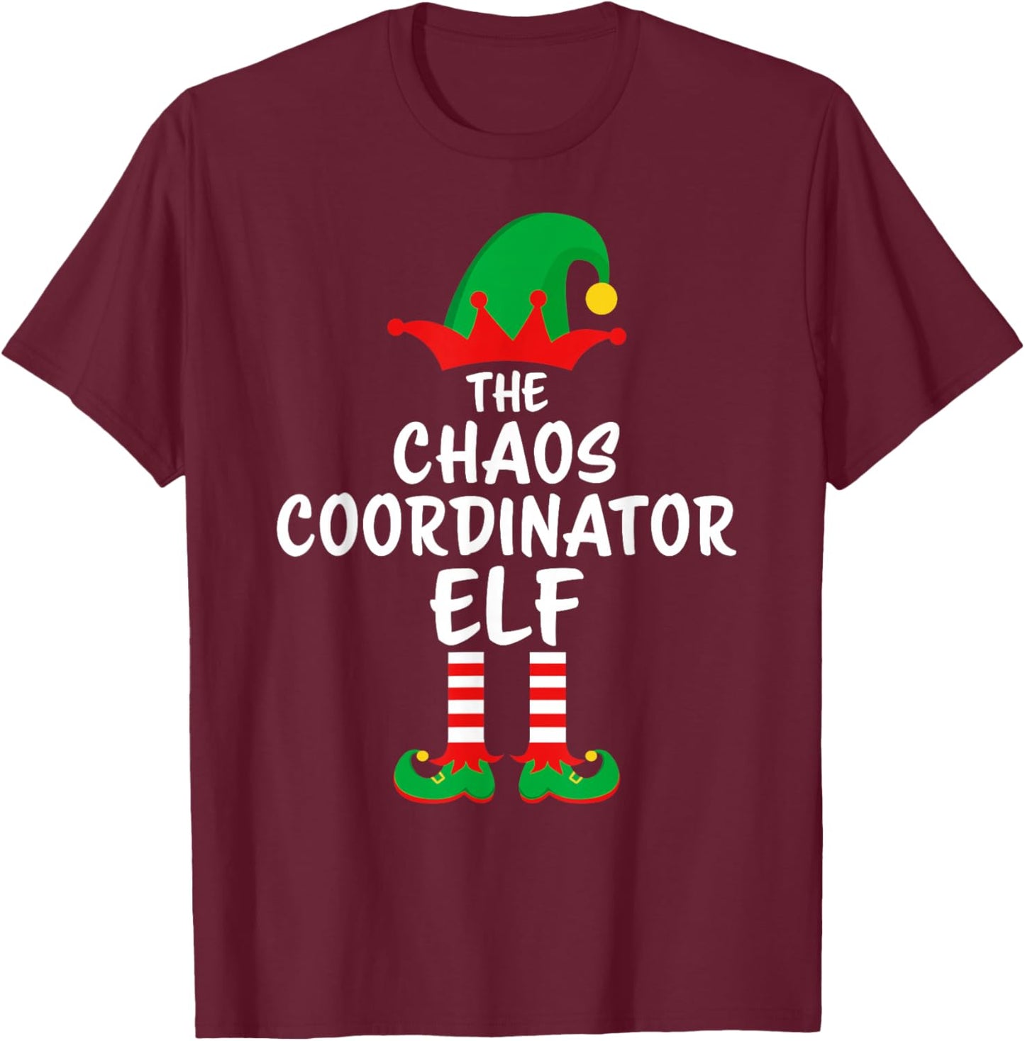 The Chaos Coordinator Elf Matching Family Christmas T-Shirt - T-Shirt | Maroon