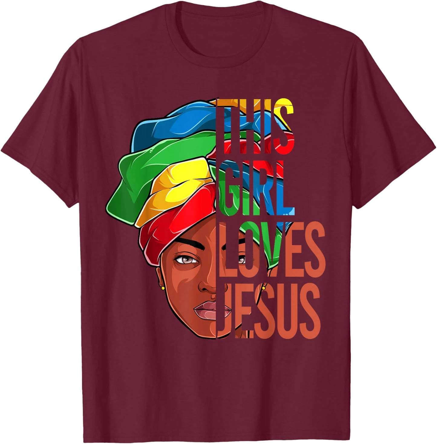 African American Apparel, Girl loves Jesus Christian Black T-Shirt - T-Shirt | Maroon