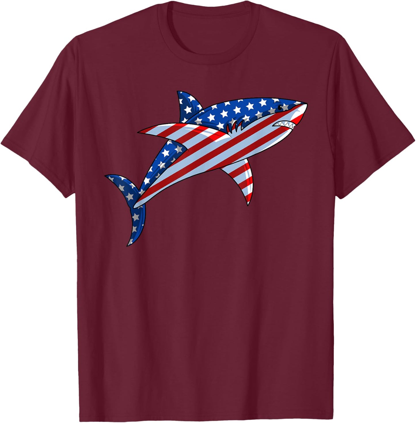 Shark American Flag | Jawsome 4th Of July Kids Boys T-Shirt - T-Shirt | Maroon