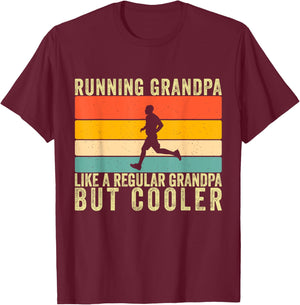 Running Grandpa Father Day Design Runner Grandfather T-Shirt - T-Shirt | Maroon