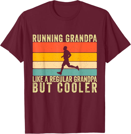 Running Grandpa Father Day Design Runner Grandfather T-Shirt - T-Shirt | Maroon