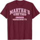 Martha's Vineyard Massachusetts Vintage Sports Pink T-Shirt - T-Shirt | Maroon