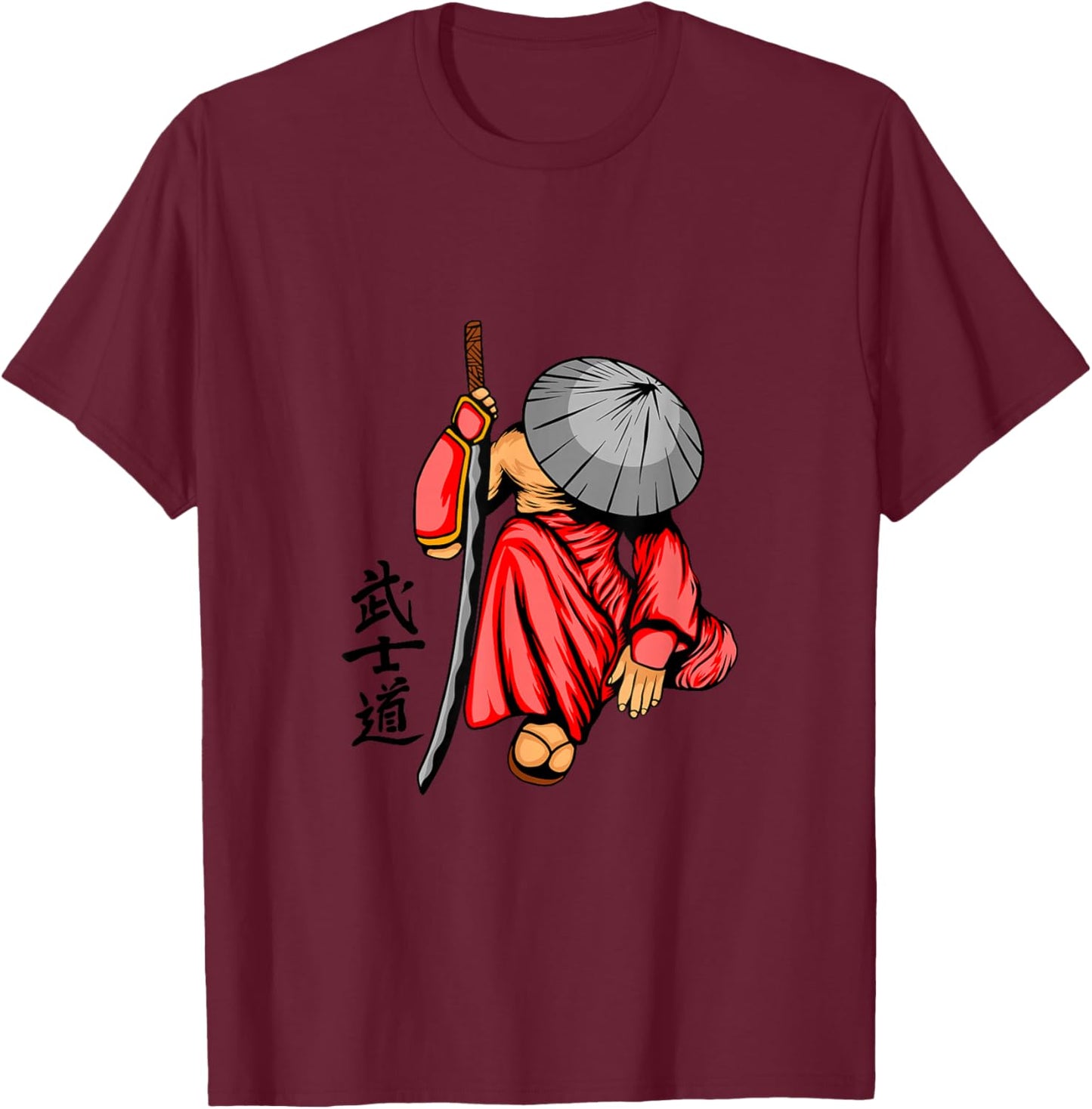 Vintage Japanese Samurai Fighter Ninja Japan Samurai T-Shirt - T-Shirt | Maroon
