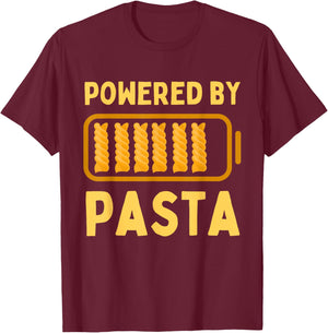 Powered by Pasta Lover Funny I Love Pasta Spaghetti Noodles T-Shirt - T-Shirt | Maroon