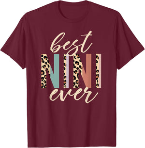 Best Nini Ever Gifts Leopard Print Mother's Day T-Shirt - T-Shirt | Maroon