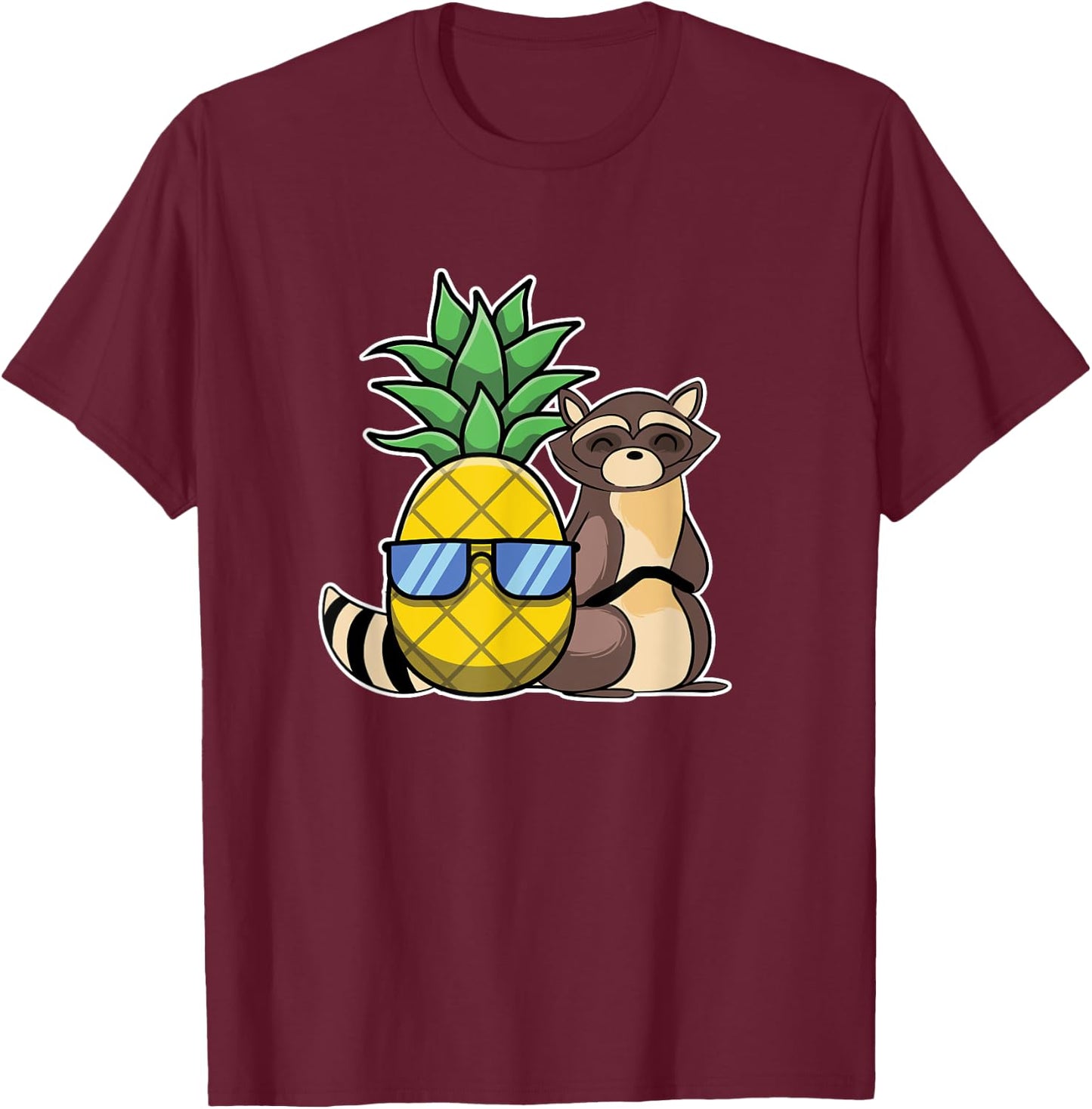 Pineapple Aloha Beaches Hawaii Raccoon Gift - Racoon Women Kids T-Shirt - T-Shirt | Maroon