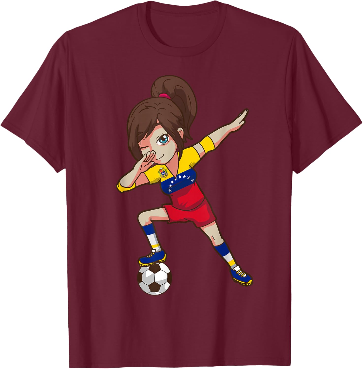 Venezuela Football Fan Flag T-Shirt - T-Shirt | Maroon