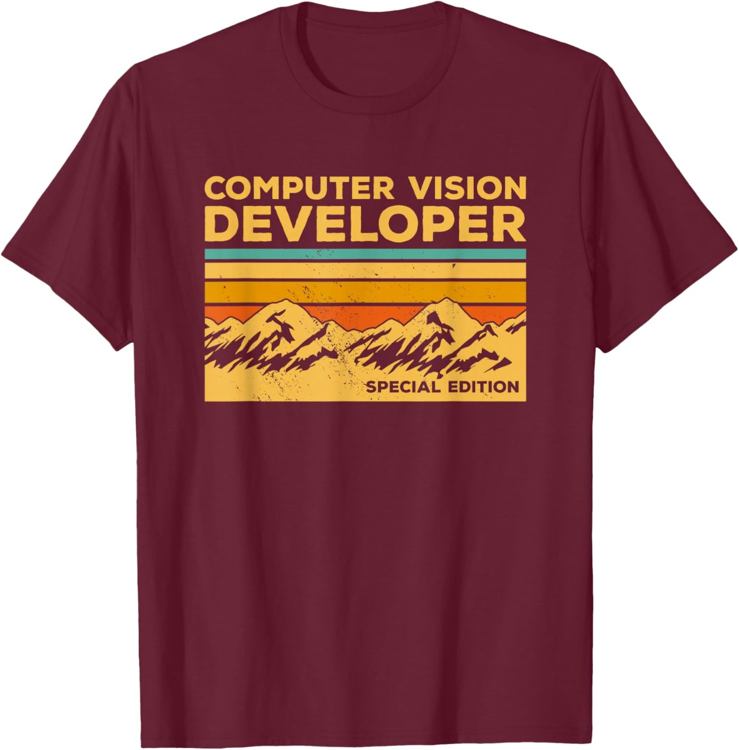 Vintage Computer Vision Developer T-Shirt - T-Shirt | Maroon