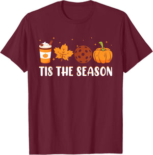 Tis The Season Coffee Fall Pickleball And Halloween Pumpkin T-Shirt - T-Shirt | Maroon