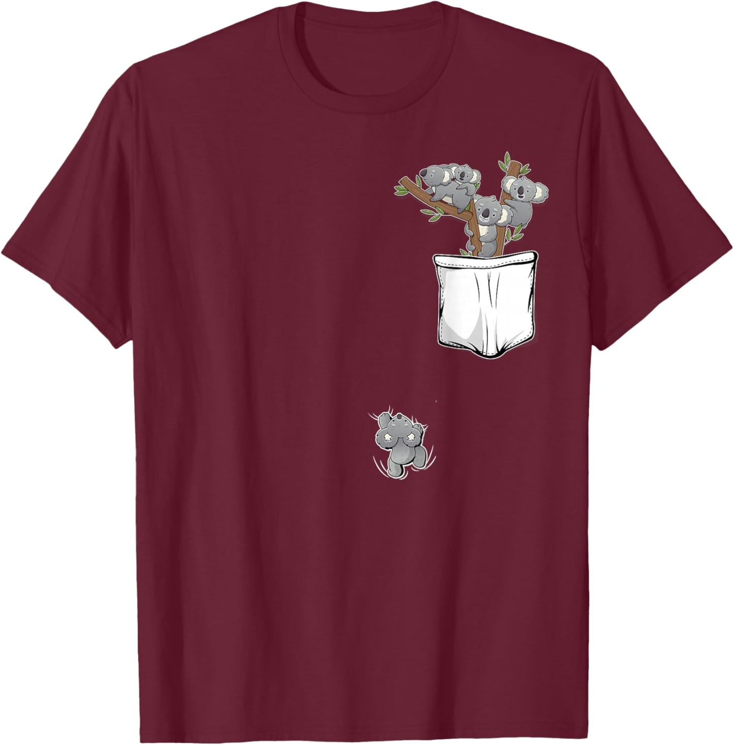 Koala Bear Stuff | Cute Koala Pocket Stuff for Kids Koala T-Shirt - T-Shirt | Maroon