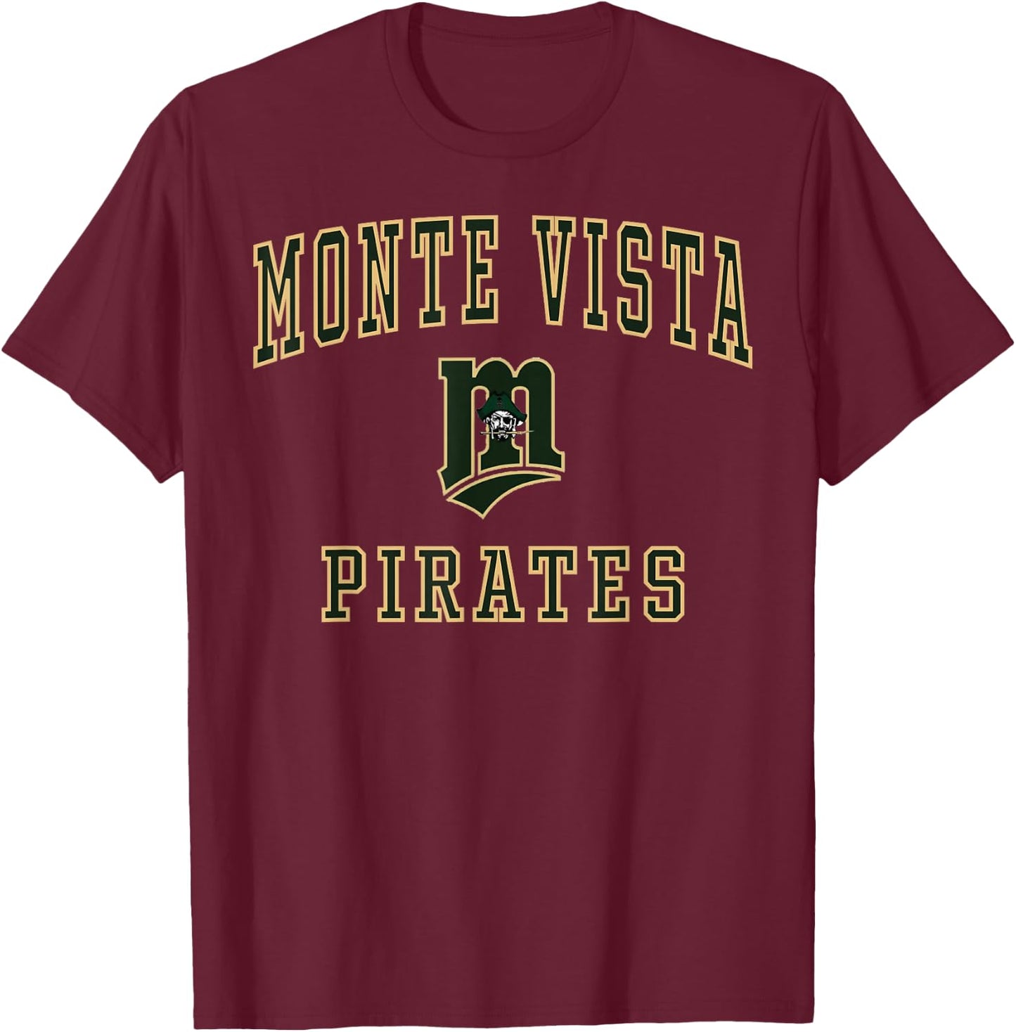 Monte Vista High School Pirates C1 T-Shirt - T-Shirt | Maroon