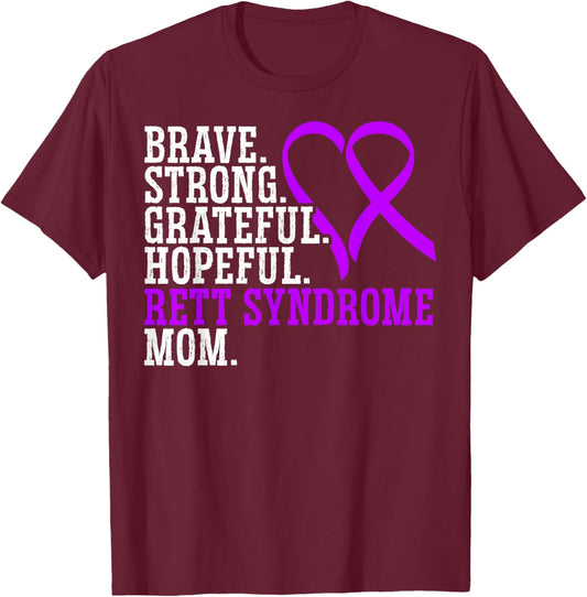 Rett Syndrome Mom I Wear Purple Rett Syndrome Awareness T-Shirt - T-Shirt | Maroon