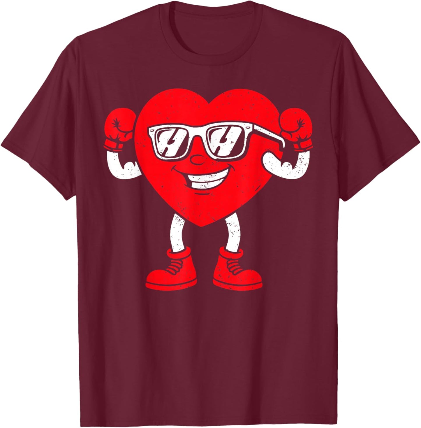 Happy Valentines Day Boxing Heart Matching Couples T-Shirt - T-Shirt | Maroon