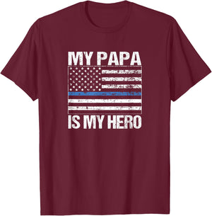 My Papa Hero Police Officer Grandson Granddaughter T-Shirt - T-Shirt | Maroon