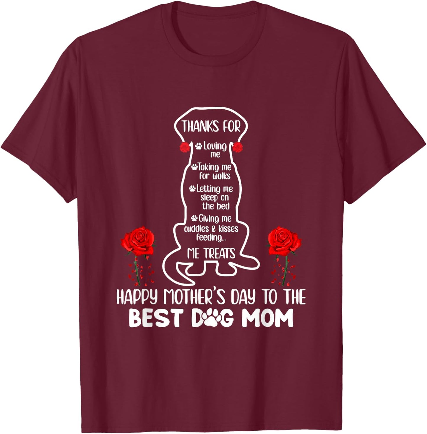 Happy Mother's Day Dog Mom Funny Mom Dog Owner Best Dog Mama T-Shirt - T-Shirt | Maroon