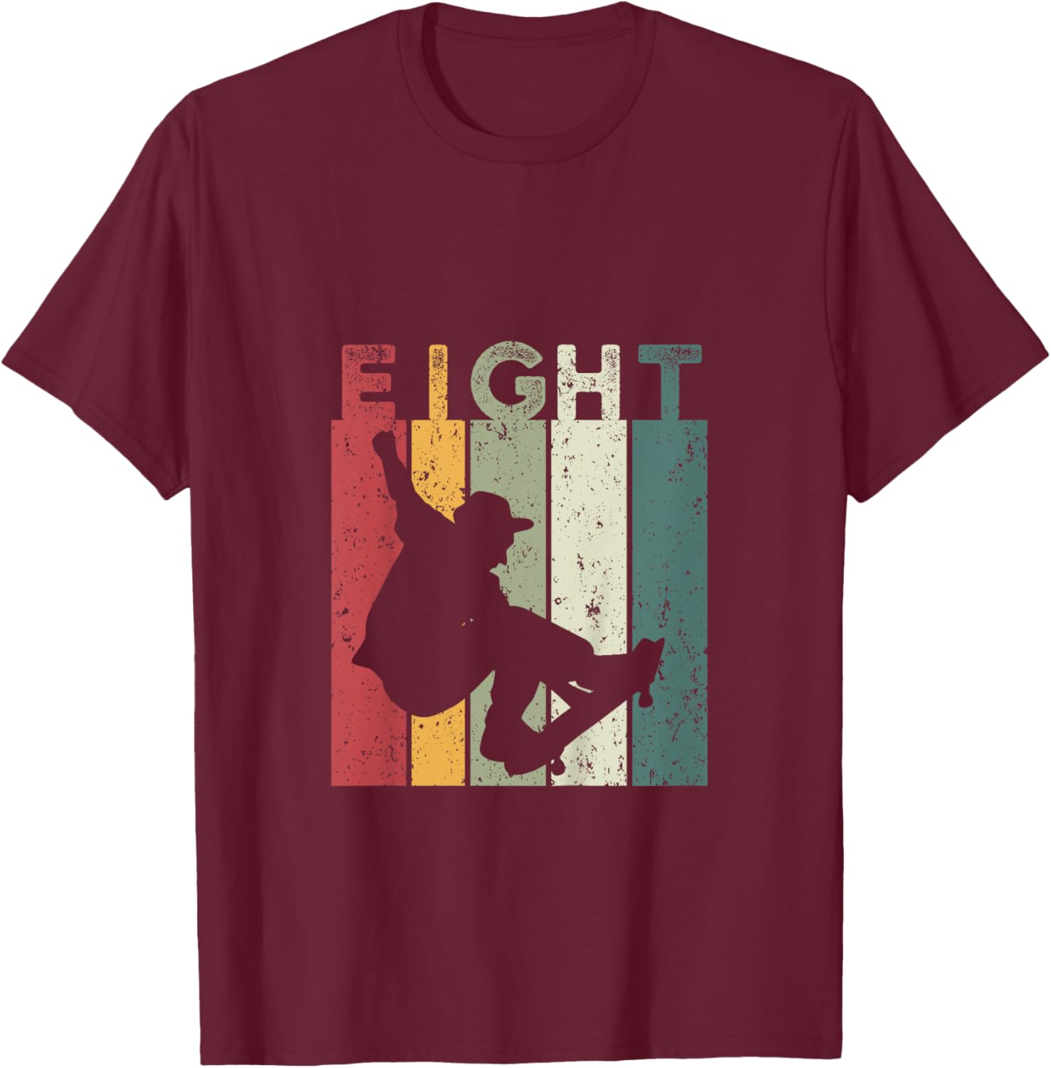 8 Years Old Skater Vintage Skateboard Skateboarder T-Shirt - T-Shirt | Maroon