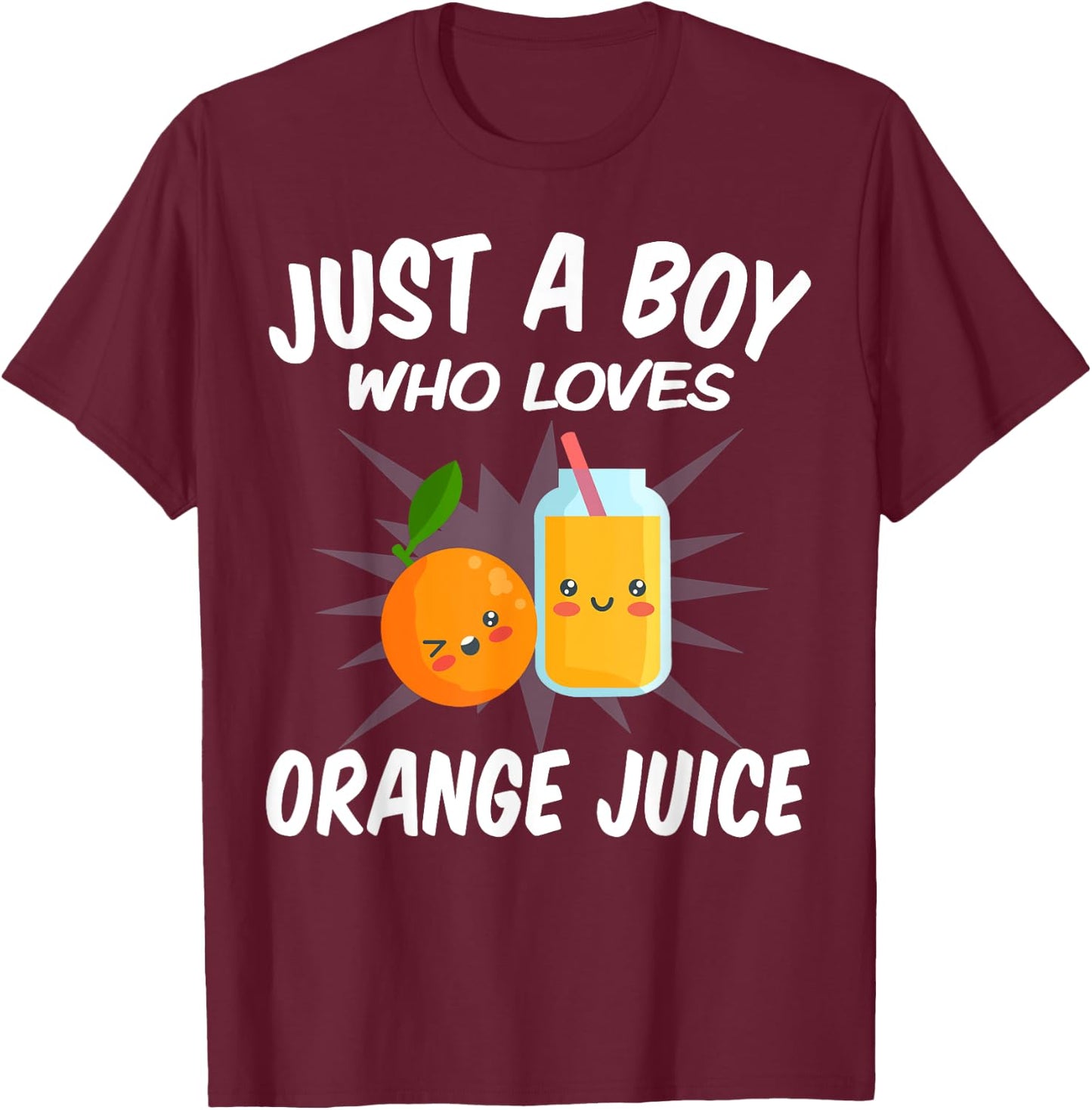 Just A Boy Who Loves Orange Juice – Funny Orange Juice T-Shirt - T-Shirt | Maroon