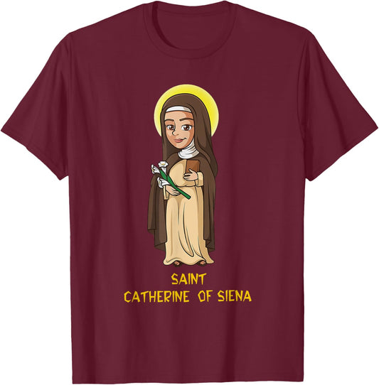 St.Catherine of Siena Catholic Purity Girls Teens T-Shirt - T-Shirt | Maroon