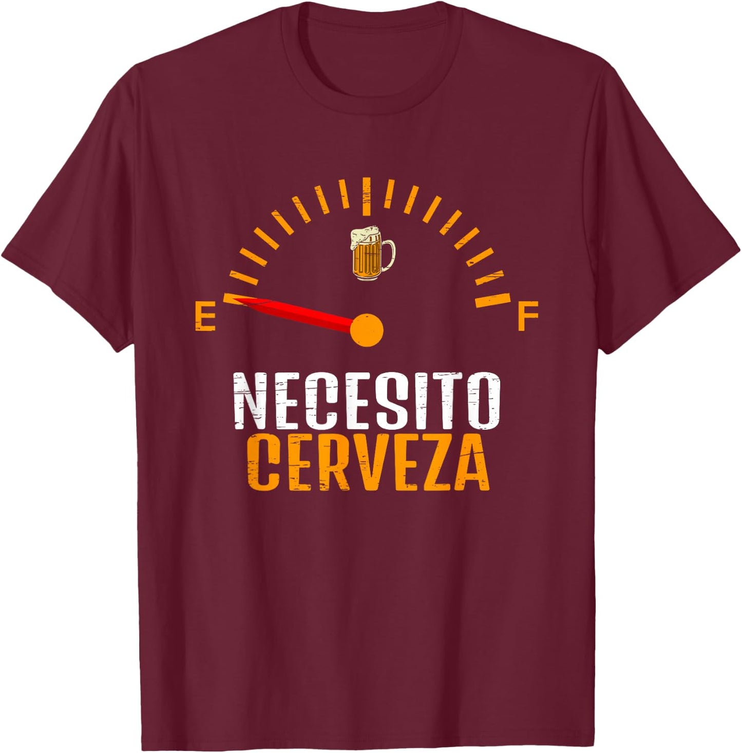 Necesito Cerveza Odometer Alcohol Drinking Beer Drunkard Pub T-Shirt - T-Shirt | Maroon