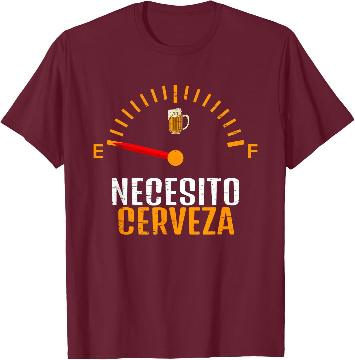 Necesito Cerveza Odometer Alcohol Drinking Beer Drunkard Pub T-Shirt - T-Shirt | Maroon