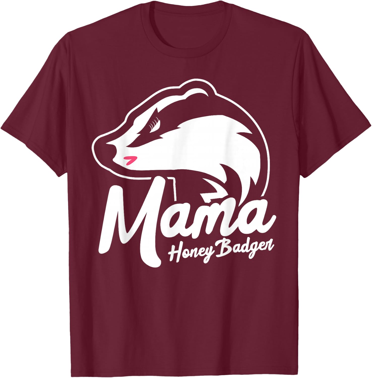 Mama Honey Badger Animal Pregnancy Announcement Mom Gift T-Shirt - T-Shirt | Maroon