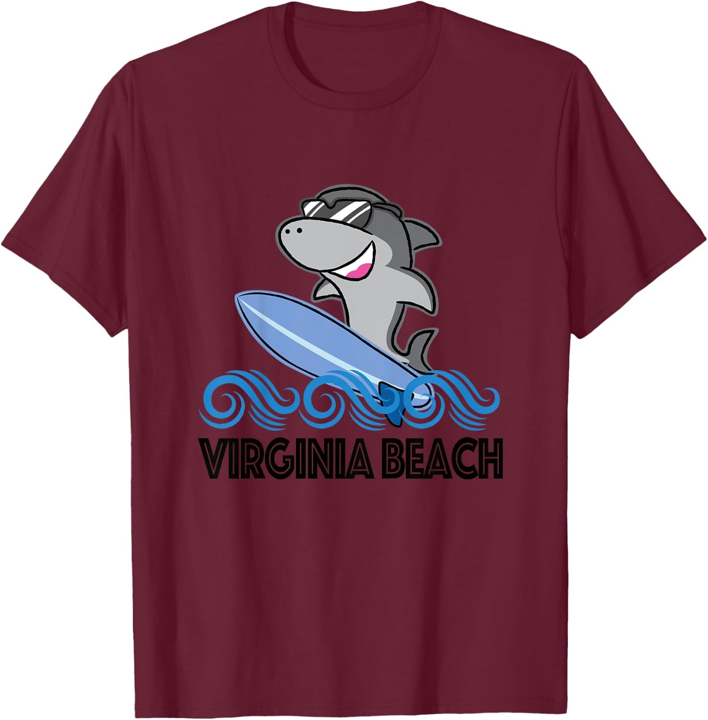 Virginia Beach VA Funny Shark Girls Kids T-Shirt - T-Shirt | Maroon