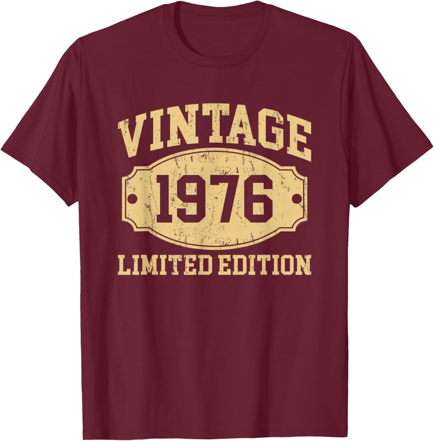 Vintage 1976 Men Women Born In 1976 Birthday Idea Vintage T-Shirt - T-Shirt | Maroon