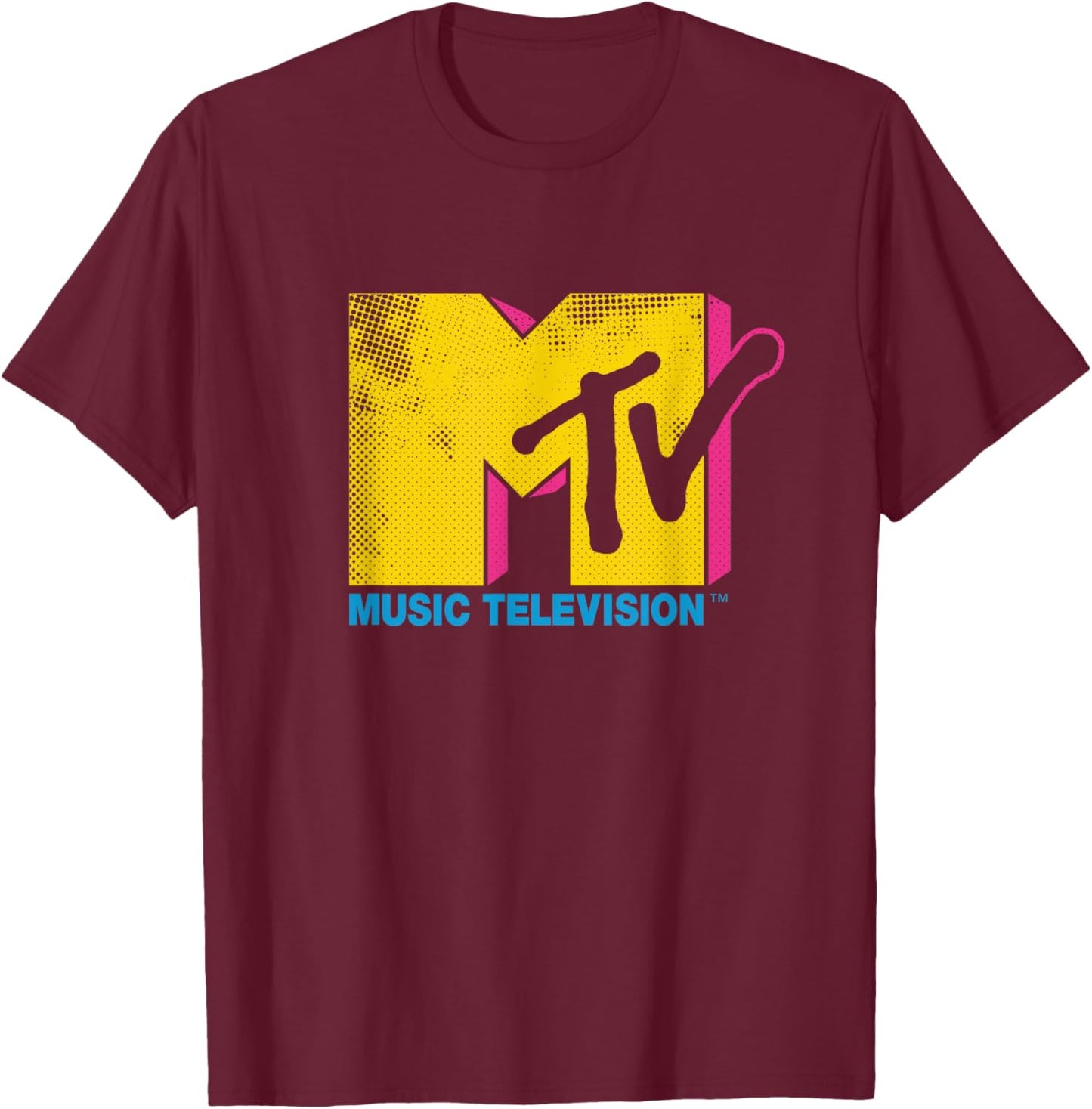 Mademark x MTV - MTV Logo Pop Art Graphic T-Shirt - T-Shirt | Maroon
