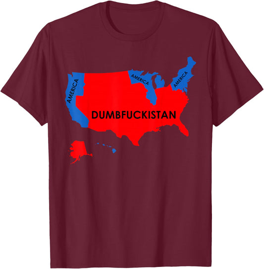Dumbfuckistan America Election Map T-Shirt - T-Shirt | Maroon