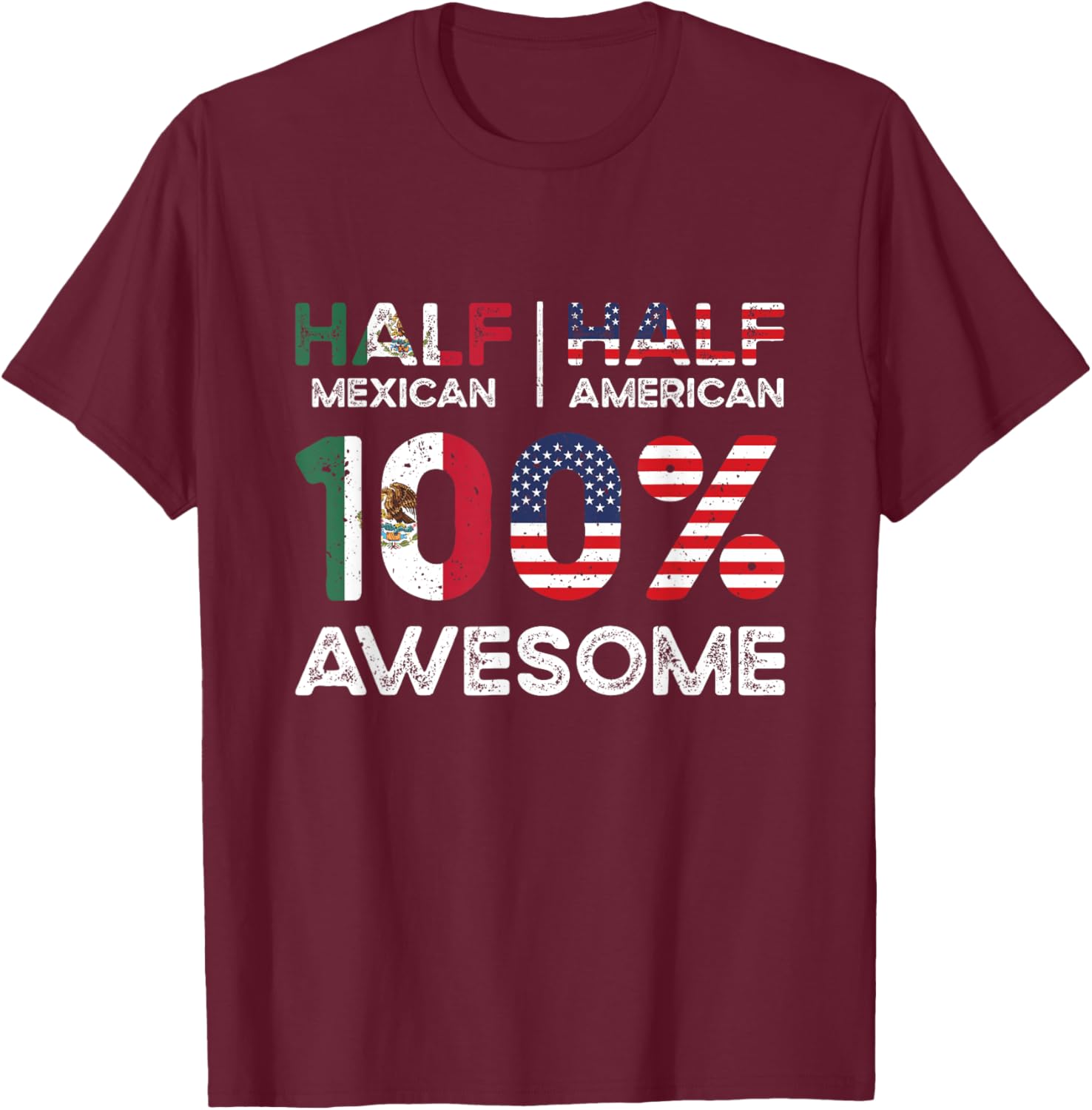 Mexican American Patriot USA Grown Mexico US Flag T-Shirt - T-Shirt | Maroon
