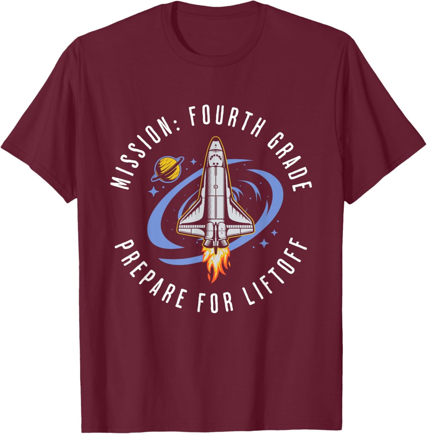 Mission Fourth Grade Space Rocket Back To School VI T-Shirt - T-Shirt | Maroon