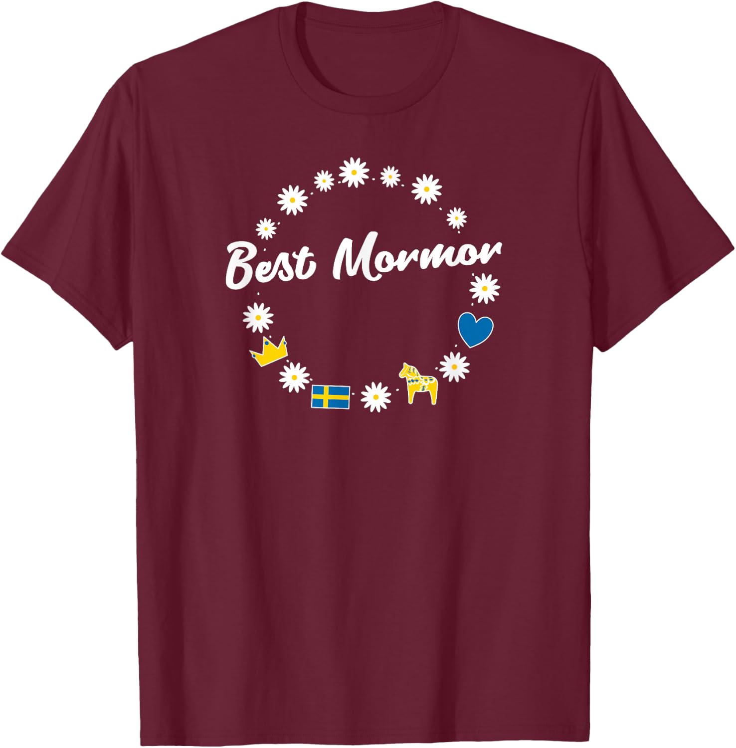 Best Mormor Grandma Swedish Granny Sweden Shirt T-Shirt - T-Shirt | Maroon