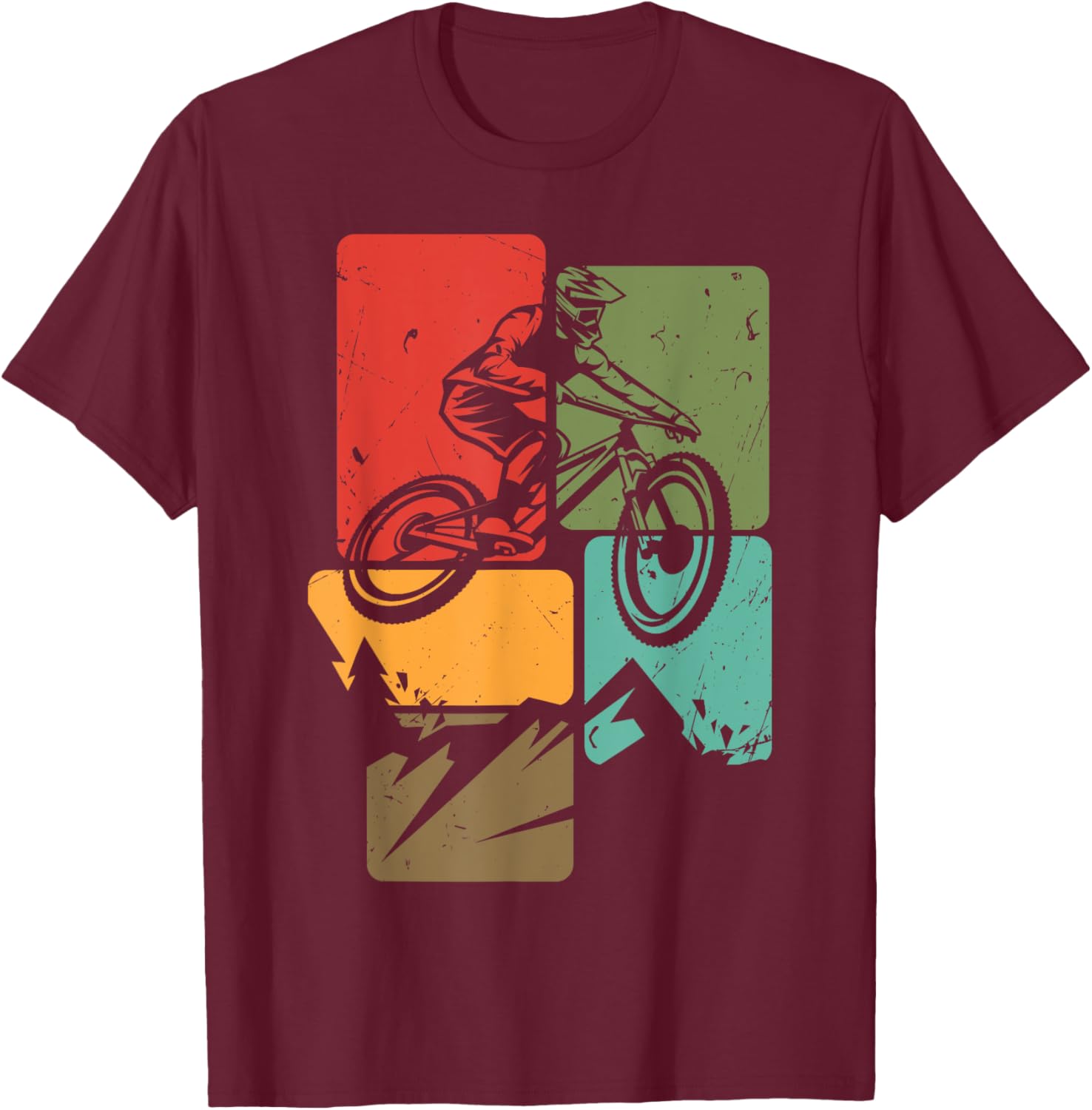 MTB for Mountain Biker | Retro Mountain Bike T-Shirt - T-Shirt | Maroon