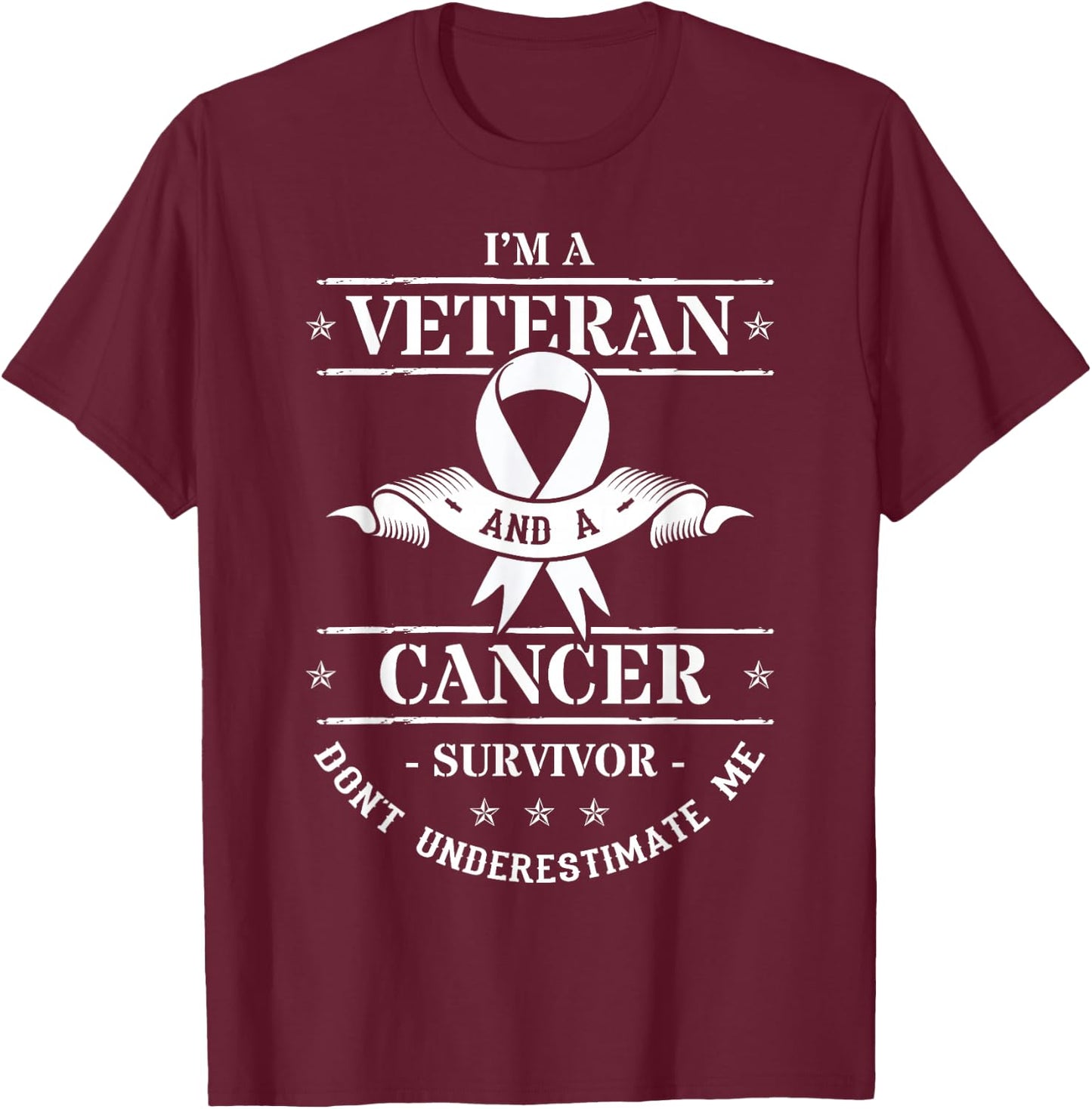 I'm A Veteran and A Cancer Survivor Don't Underestimate Me T-Shirt - T-Shirt | Maroon
