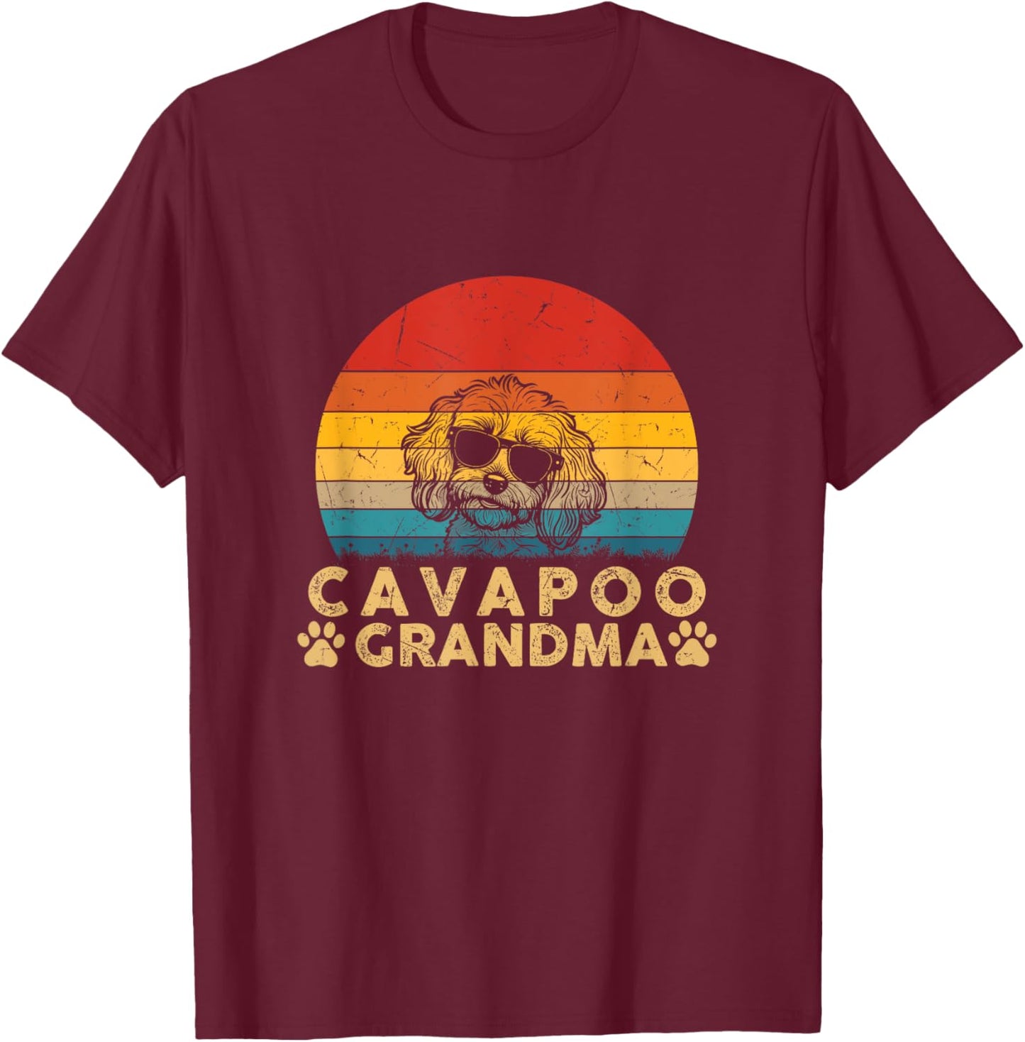 Cavapoo Grandma Vintage Dog Lover Gifts Girls Dog T-Shirt - T-Shirt | Maroon