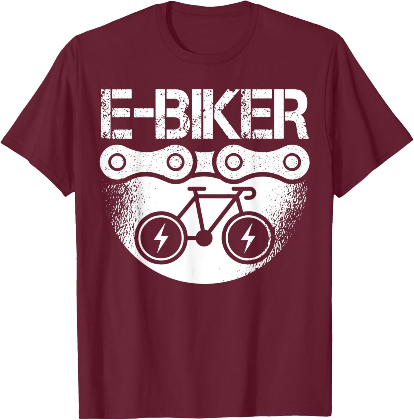 Electric Bicycle E-Biker Cyclist Biker Motorycle Cycling T-Shirt - T-Shirt | Maroon