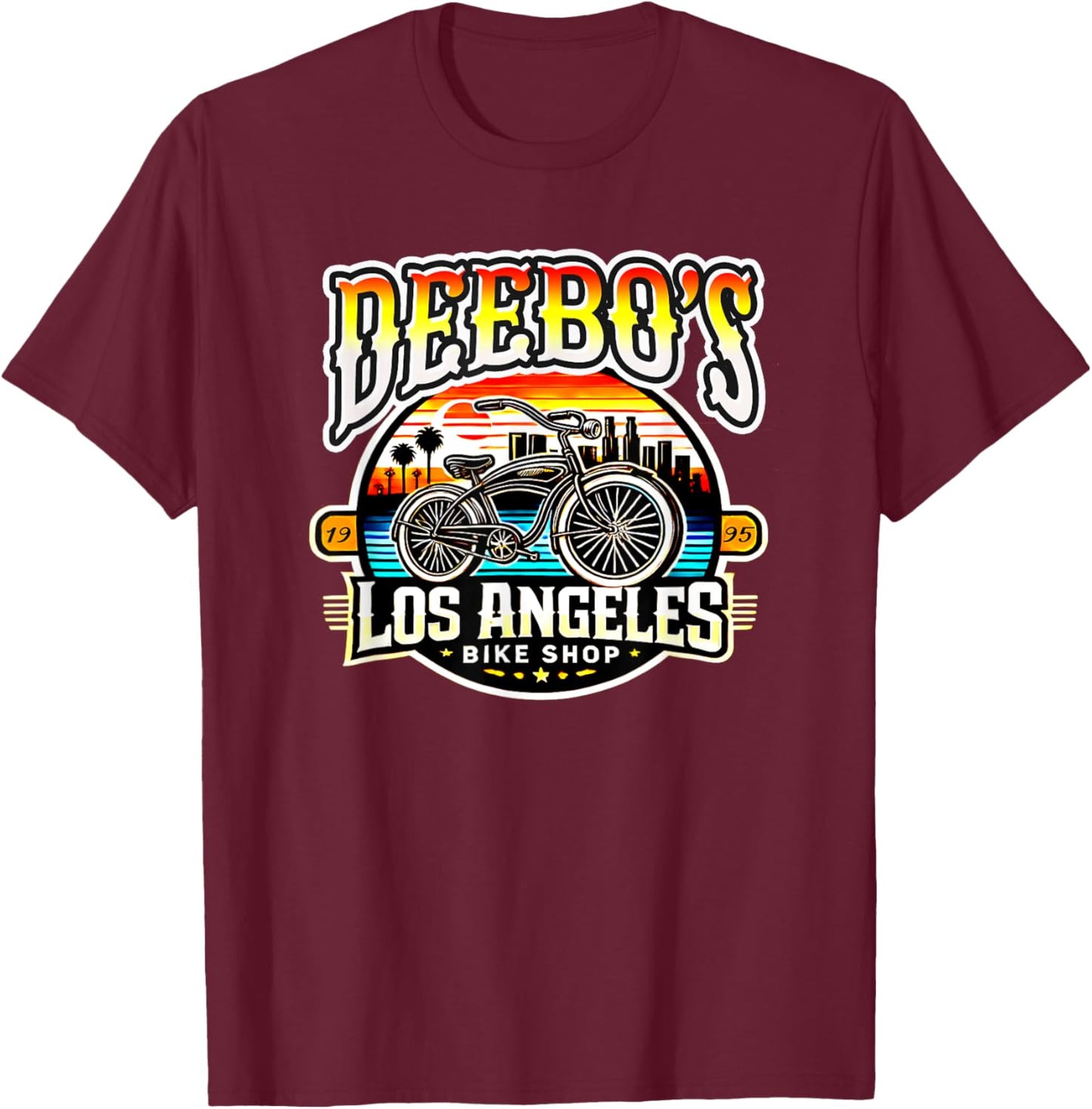 Deebo's Los Angeles Bike Shop Cycling T-Shirt - T-Shirt | Maroon