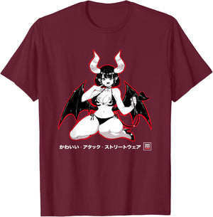Yandere Succubus Kawaii Japanese Anime T-Shirt - T-Shirt | Maroon