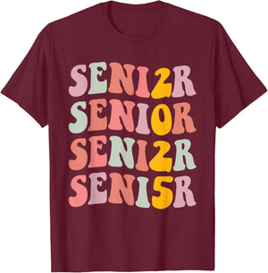 Senior 2025 hippie college graduation class of T-Shirt - T-Shirt | Maroon