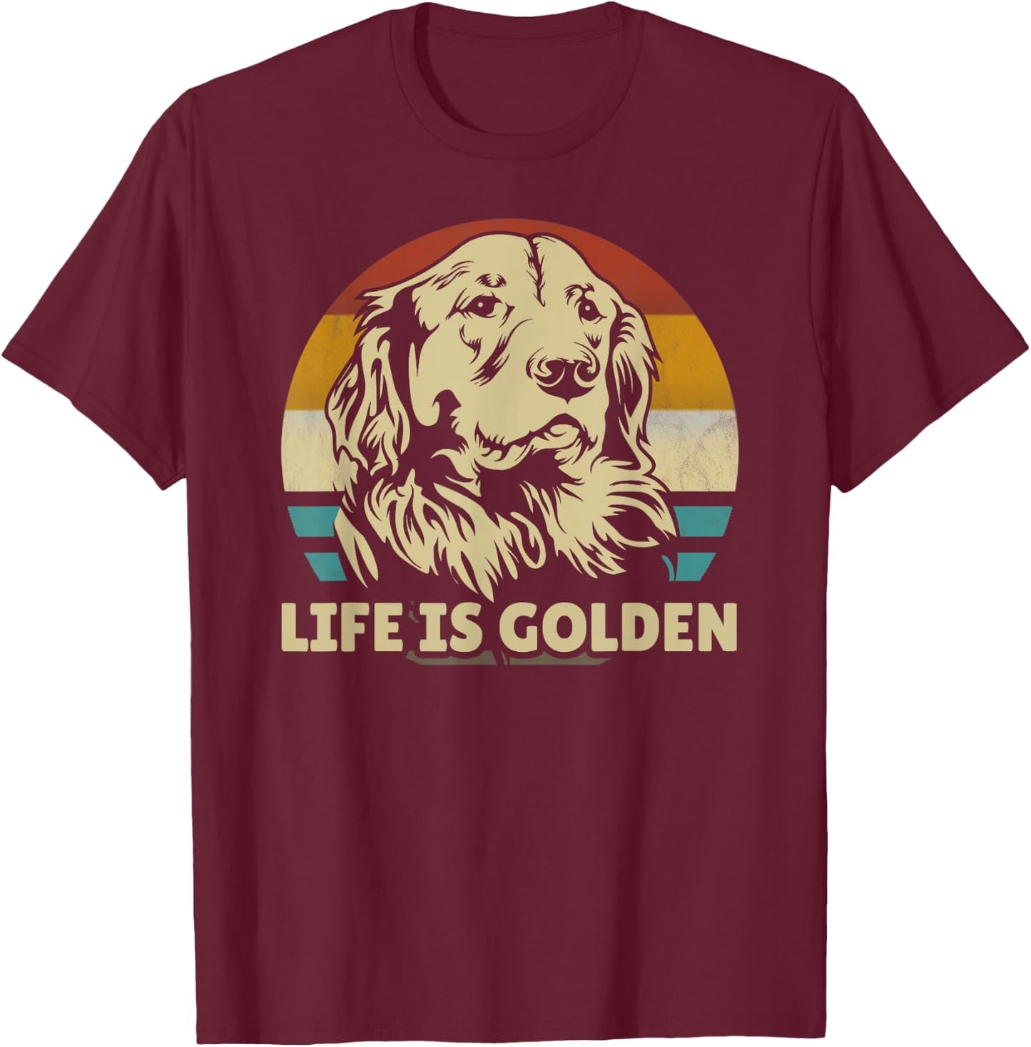 Golden Retriever Hund Life is golden retro vintage T-Shirt - T-Shirt | Maroon