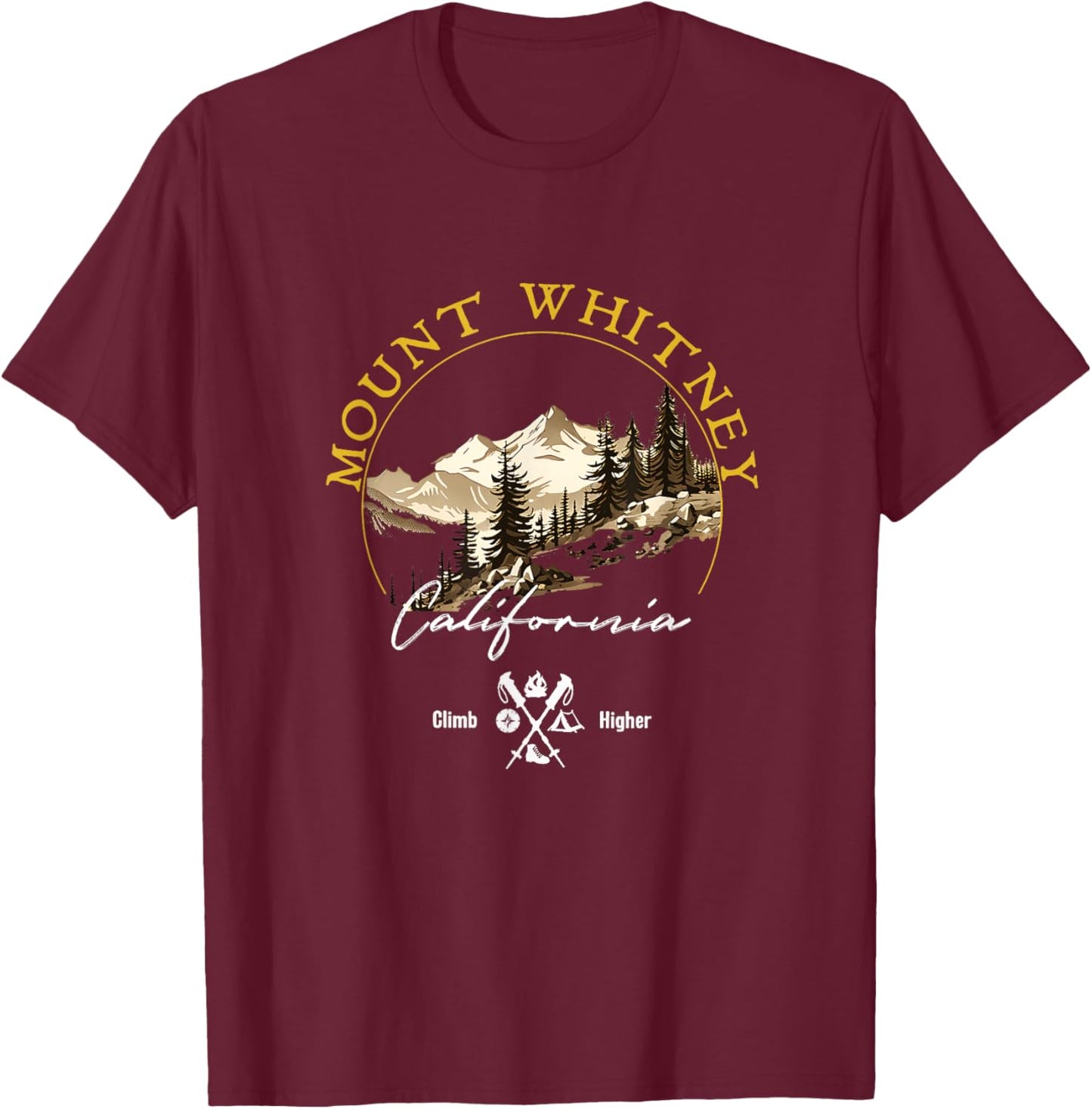 Mount Whitney Retro Vintage Apparel - Mount Whitney Souvenir T-Shirt - T-Shirt | Maroon